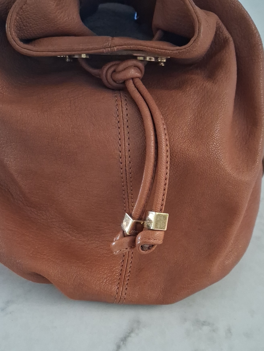 Michael Kors Collection Cognac Leather Shoulder Bag with Gold Hardware - Picture 2 of 4
